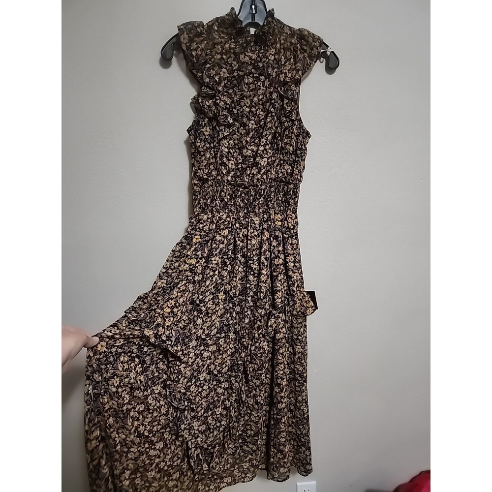 Lulus Dress Evalina‎ Floral Ruffle Smocked Sundress Navy Sz XS Coquette Fairy